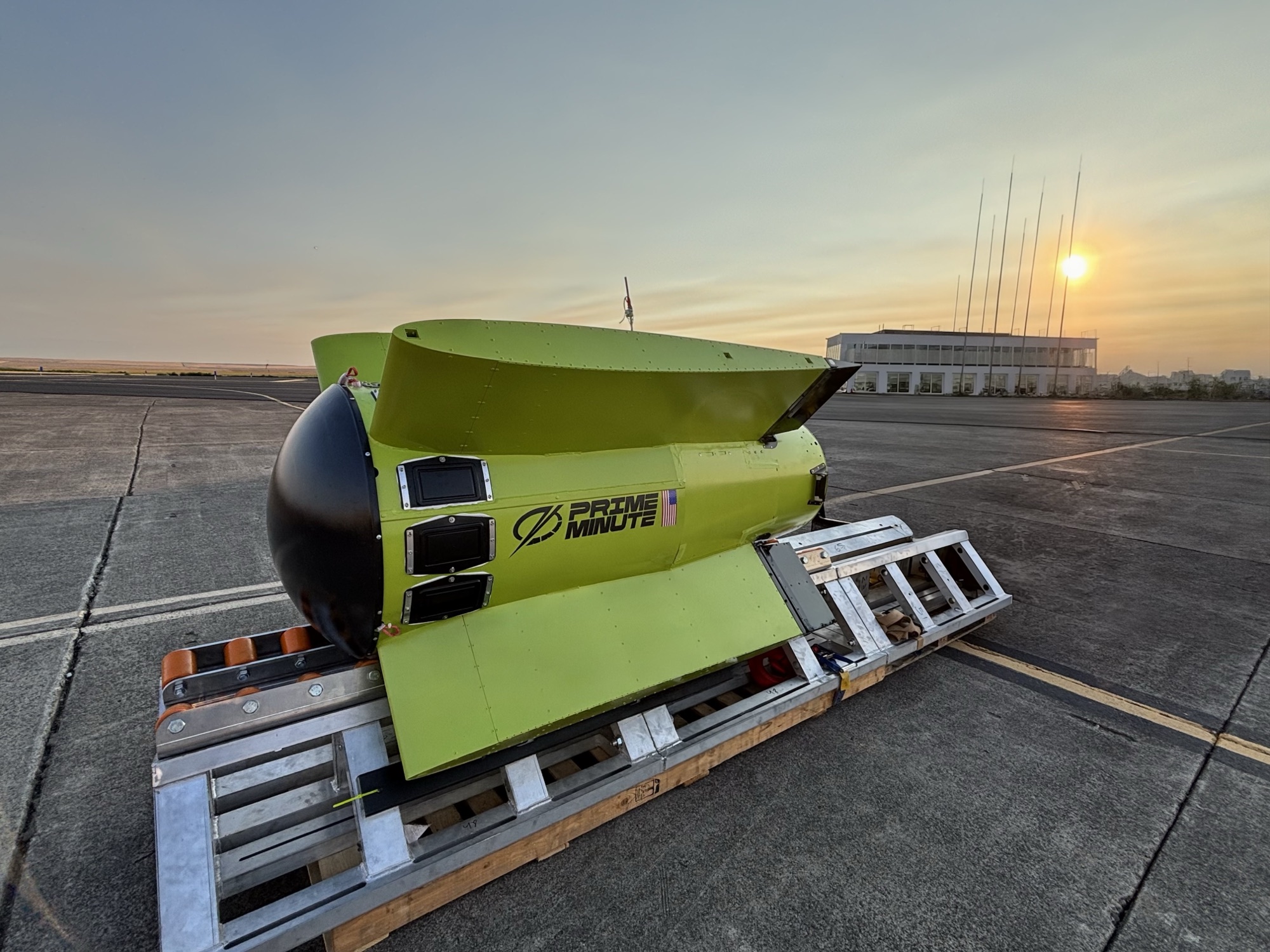 PGSU unit staged on the ramp at sunrise, ready for loading