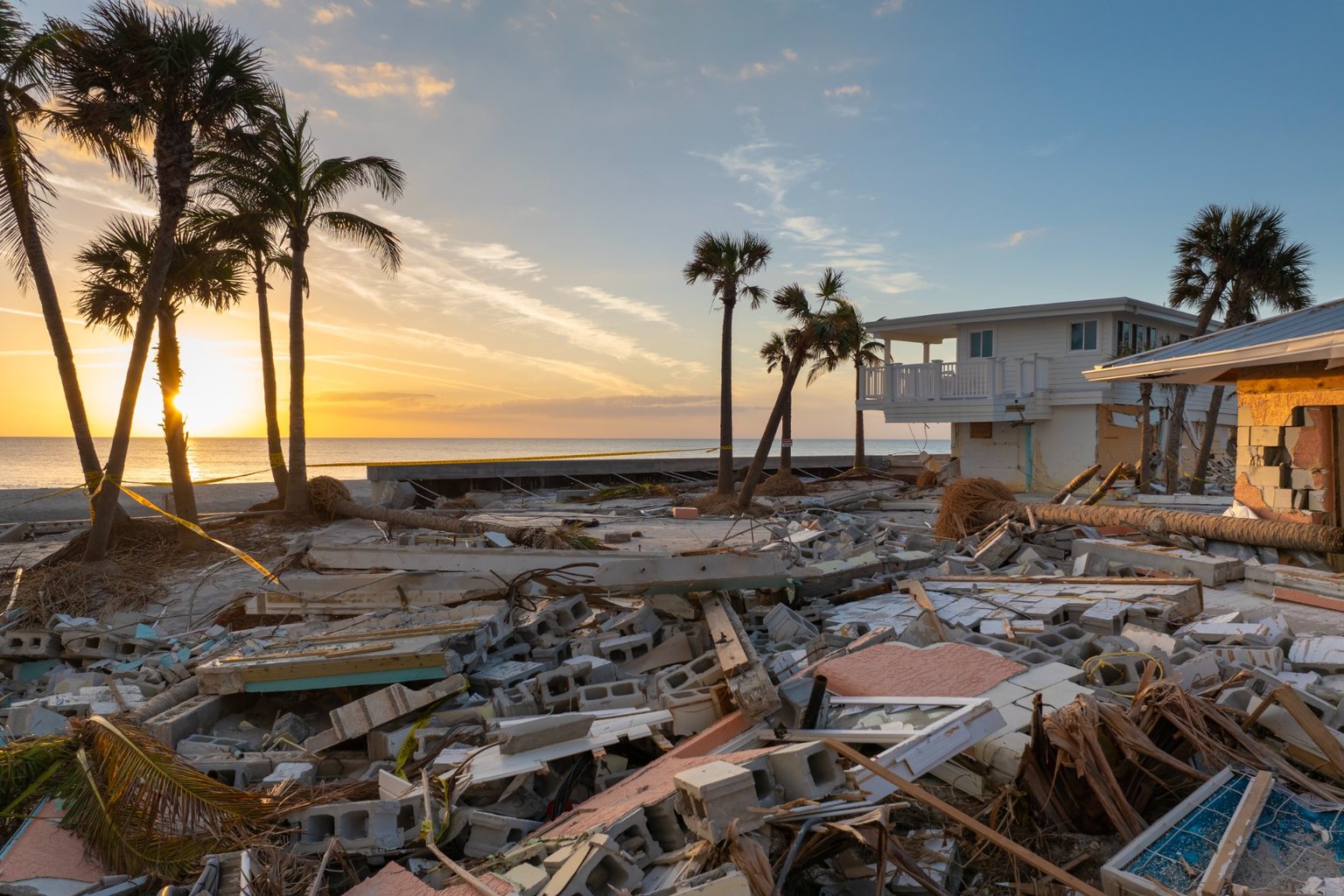 Coastal community affected by a disaster